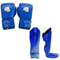 Hand Mould Cowhide Leather Boxing Gloves with shin pad for training, boxing set