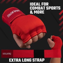 Boxing Hand Wraps Gel Inner Gloves | Padded for Large, Red