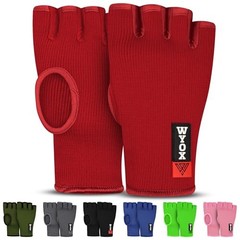 Boxing Hand Wraps Inner Gloves Men Women, Half Finger Under L/XL (22-26cm) Red