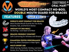Oral Mart No-Boil (Upper & Lower) Double Mouth Guard for Braces (Pure Clear)