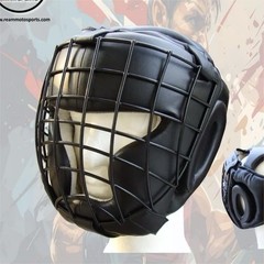 Ream Sports Boxing MMA Protective Training Headgear Face Shield Black Blue Gray