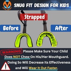 Strapped Mouth Guard for Football, Youth (Age 12 & Below) Green Monster