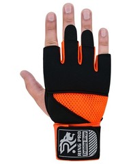RING PRO Elite Gel Quick Wraps Black/Orange Boxing Inner Gloves Wrist Support