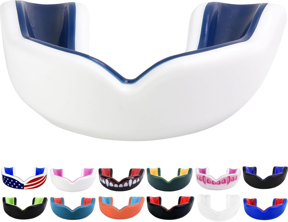 Youth Sports Mouth Guard for Kids (USA Flag, Fangs, 20+ Colors to Choose From) M