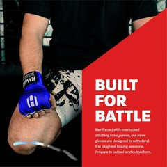 Hawk Padded Inner Gloves Training Gel Hand Wraps for Large-X-Large, Blue