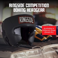 Ringside Competition Boxing Headgear Black Lightweight Durable Sparring Gear