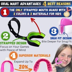 Strapped Mouth Guard for Football, Youth (Age 12 & Below) Green Monster