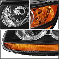 HL-OH-052-BK-AM Pair of OE Style Headlights Compatible with 07-12 Black Amber