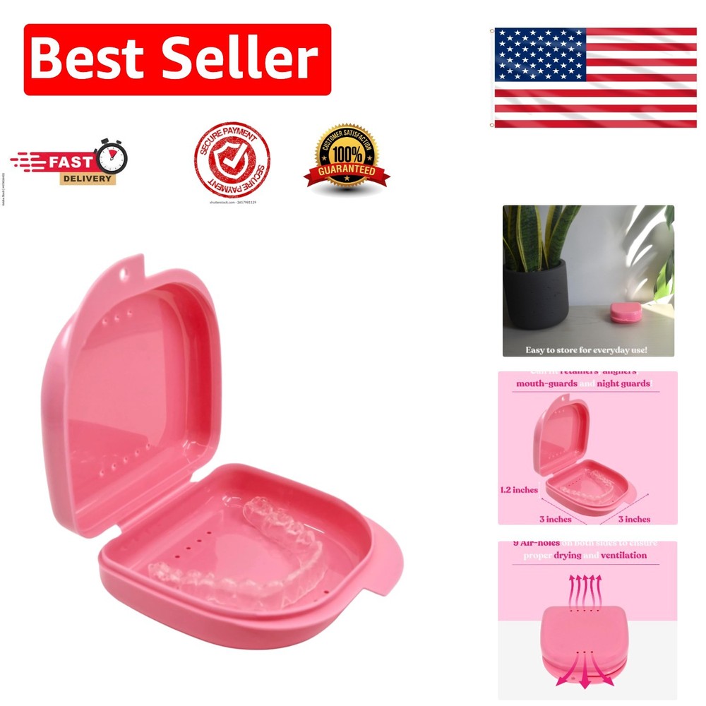 Sleek Pink Mouthguard Case with 16 Ventilation Holes – Keep Your Retainers Fresh