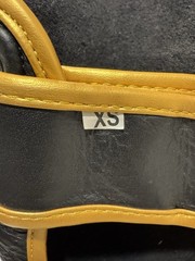 Pro Boxing Sports Muay Thai Leather Shin and Foot Guard Set Black/Gold Size XS