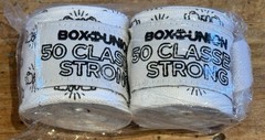BoxUnion Merch BOXING GLOVES HAND WRAPS~2 Rolls~WHITE w/Black Graphics NEW