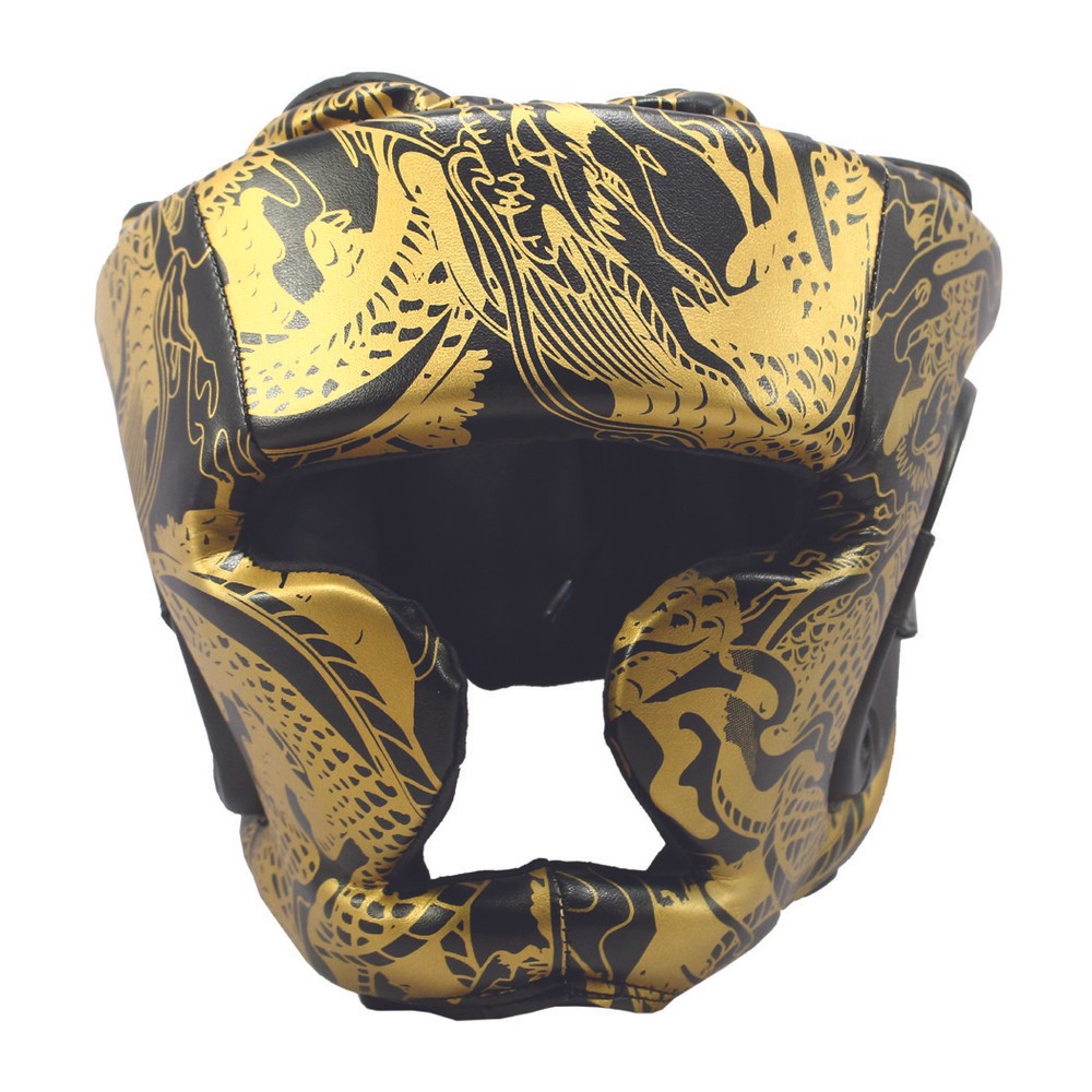 Last Punch Black & Gold 3D Boxing Headgear – Heavy Duty Cheek Protection