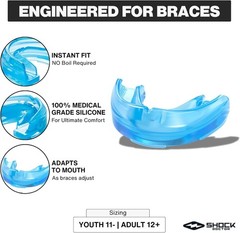 Shock Doctor Braces Mouth Guard Youth Blue Sports Orthodontic Teeth Protection