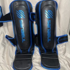 Sanabul Boxing & Martial Arts Shin Guards Pair Black and Blue S/M