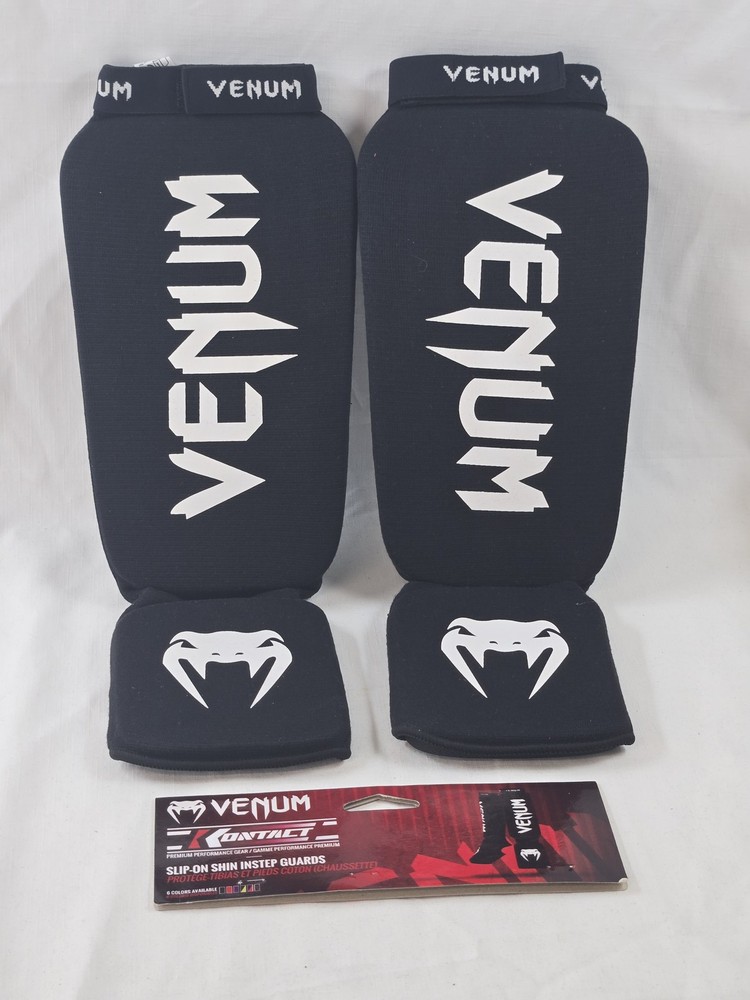 Venum Kontact 2.5 Slip-On Shin Instep Guards Black L Boxing MMA Kickboxing