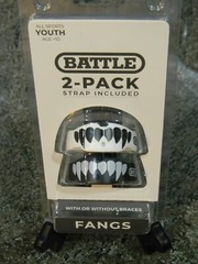 Battle 2-Pack Mouthguards Fangs New Black and White Straps Included – Youth