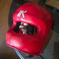 MK1 Select Boxing Headgear Face Saver Lace-Up Back Red/White/Black