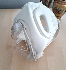 GTMA Martial Arts Headgear Clear Face Shield Sparring Helmet White Small