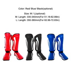 Martial Arts Shin Guards PU Leather Leg Foot Protector Thicken Protective J4M0