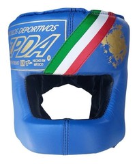 Blue Leather PRO Boxing Full Face Headgear String Made In MEXICO Adults Zepeda