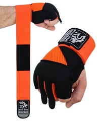 RING PRO Elite Gel Quick Wraps Black/Orange Boxing Inner Gloves Wrist Support