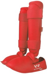 Wesing Karate Shin Instep Guard WKF Karate Shin Pad Red Medium