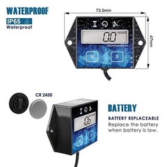 Runleader Digital Hour Meter Tachometer for Lawn Mower Tractor Generator ATV