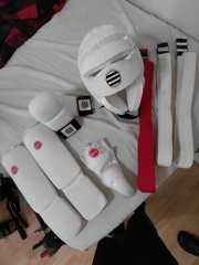 Shin Guards-$30, Groin Cup-$12, Gloves-$20, Helmet-$25, Suit-$30 Everything-$80