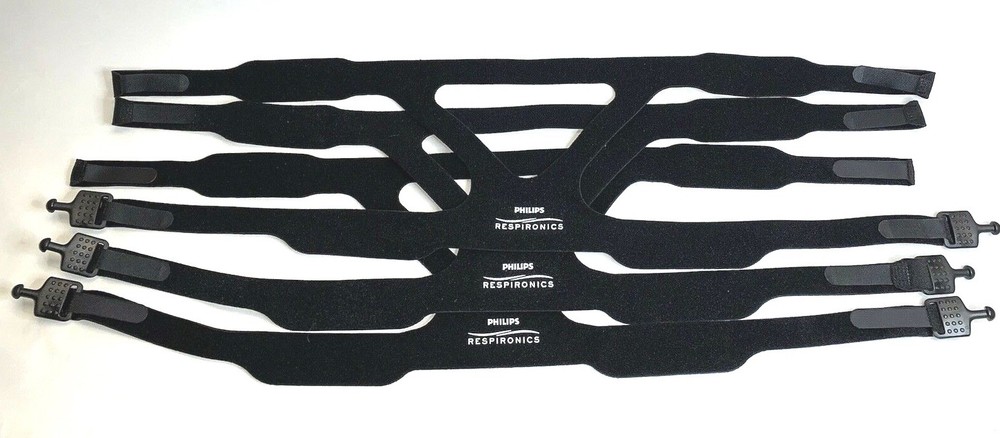 Respironics ComfortGel Blue Headgear with Clips. #1040138. 3-Pack