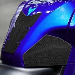 Motorcycle Non-Slip Rubber Gas Tank Pads with Knee Grips – 3-Piece Gray