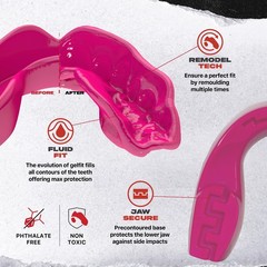 SAFEJAWZ Mouth Guard, Slim Fit Mouthguard for Adults Adult (12+ Years), Pink
