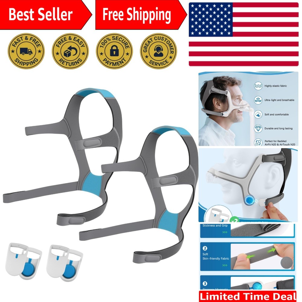 Soft Adjustable N20 Headgear Strap Set with Magnetic Clips – Comfortable Support