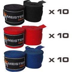 30 PAIRS – 180″ SEMI-ELASTIC HAND WRAPS – Meister MMA Boxing Bulk Lot WHOLESALE