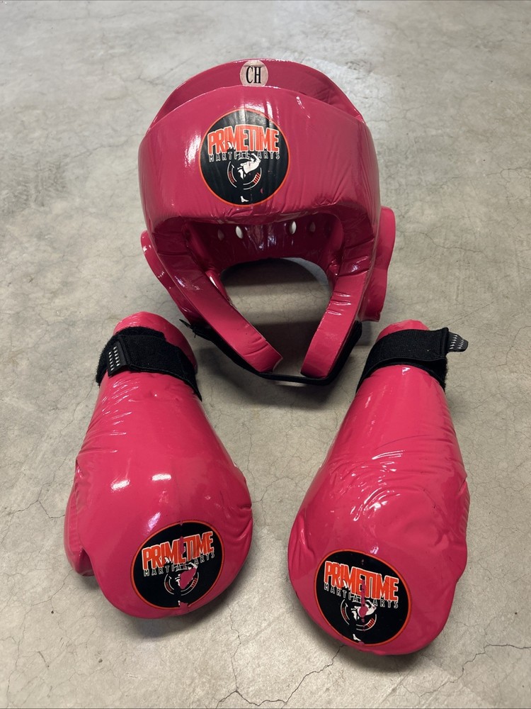 Tiger Claw Lightning Pink Karate Taekwondo Sparring Gear Set – Kids Small CH