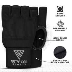 WYOX Gel Boxing Hand Wraps Inner Gloves for Men and L/XL (8-9 inch), Black