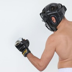 Farabi Sports Boxing Headgear Grill Head Guard MMA Training Large, Black