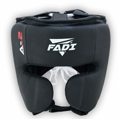 FADI A2 Elite Cowhide Leather Lace Up Boxing Headgear Sparring MMA Black Blue