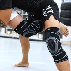BJJ Knee Brace Grappling – Compression Knee Pad for Jiu Jitsu, Large 1 Black