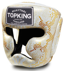 Top King Boxing Sparring Helmet Tkhgss-02bk_Gd Super Star Snake White/Gold