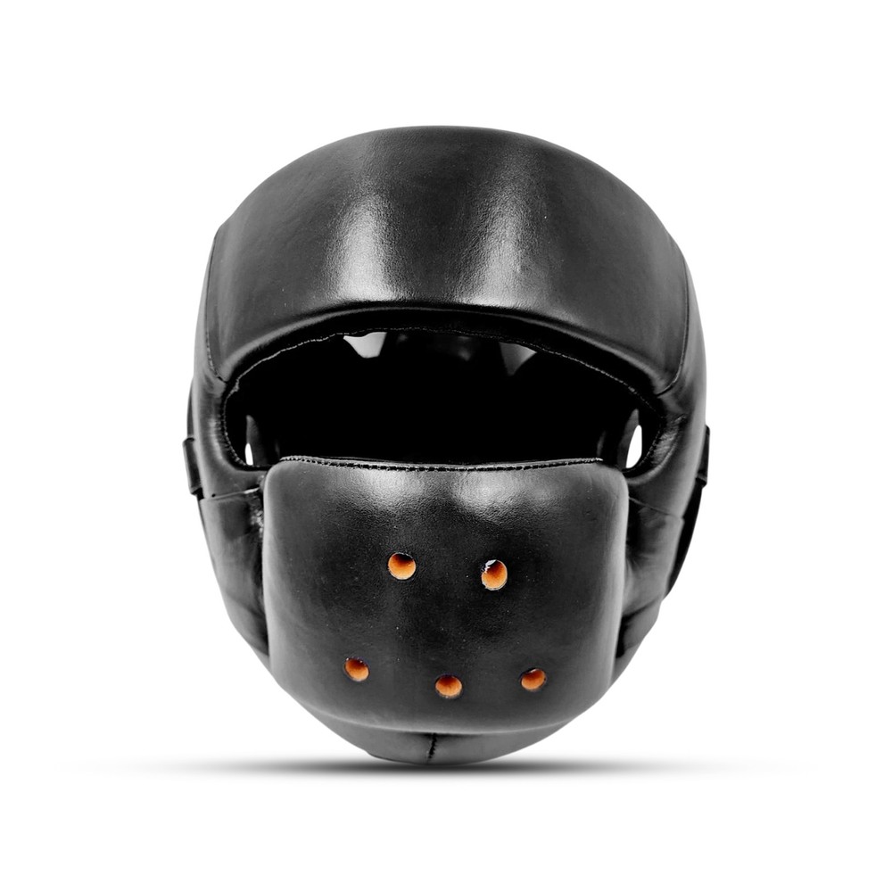 Boxing Head Guard Genuine Leather Face Protector Sparring Helmet MMA Kickboxing
