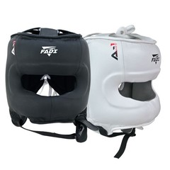 FADI Sports Leather Boxing Headgear Black White S/M MMA Kickboxing 2 Pack