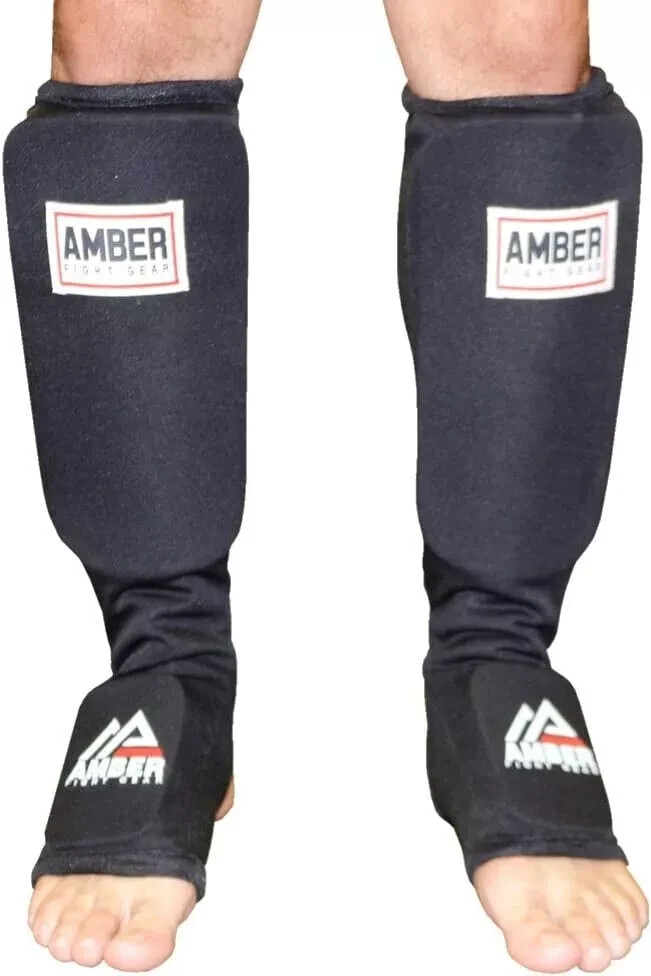 Amber Nylon Shin and Instep Protectors for Muay Thai, Kickboxing, MMA