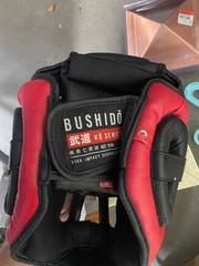 Bushido KO Series MMA / Martial Arts Red/Black Headgear with Face Cage-Size M