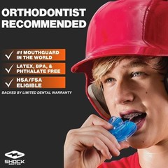 Shock Doctor Braces Mouth Guard Youth Blue Sports Orthodontic Teeth Protection