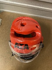 ATA Sparring Helmet, Adult Red, Face Shield, Macho Martial Arts