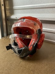 ATA Sparring Helmet, Adult Red, Face Shield, Macho Martial Arts