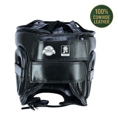 RING PRO Aura 100 Leather Boxing Headgear MMA Sparring Helmet Black S-XL