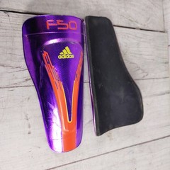 Adidas F50 Techfit Men’s Shin Guards Slip In Purple Orange USED FREE SHIPPING