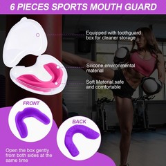 BBTO 6 Pack Kids Youth Mouth Guard for Classic Style, Rose Red,purple