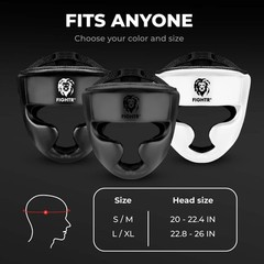 FIGHTR MMA Boxing Headgear with Best fit | Helmet One Size, White